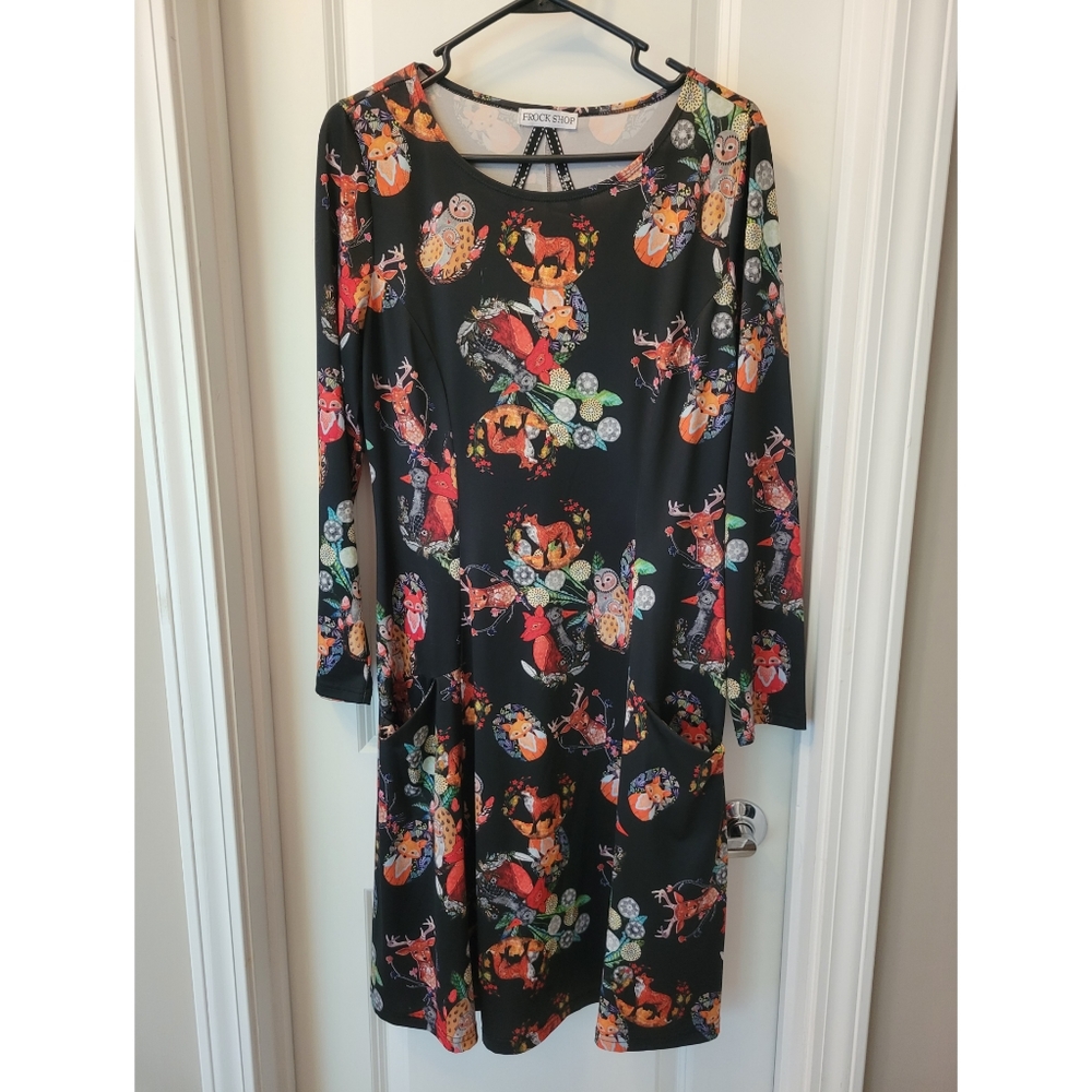 Modcloth Frock Shop Woodland Animals Medium Spandex Dress